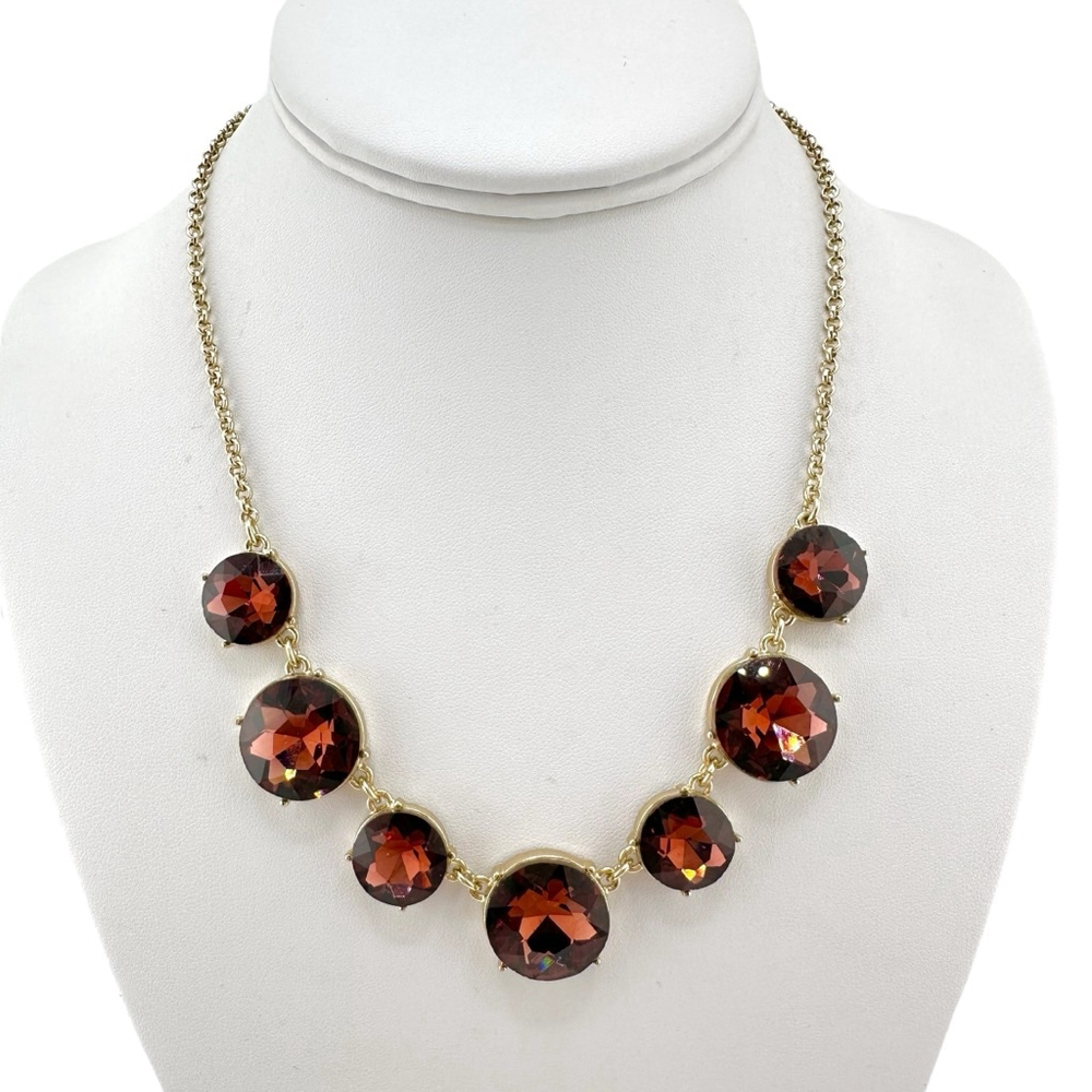 Womens Necklace Reddish Brown with Gold Tone Chain - Picture 3 of 10